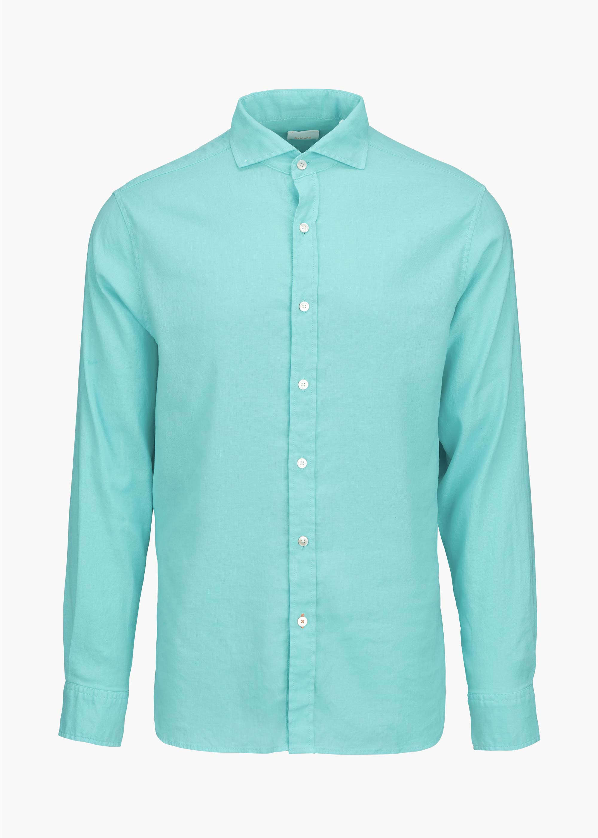 Santorini Linen Shirt - background::white,variant::Aquamarine