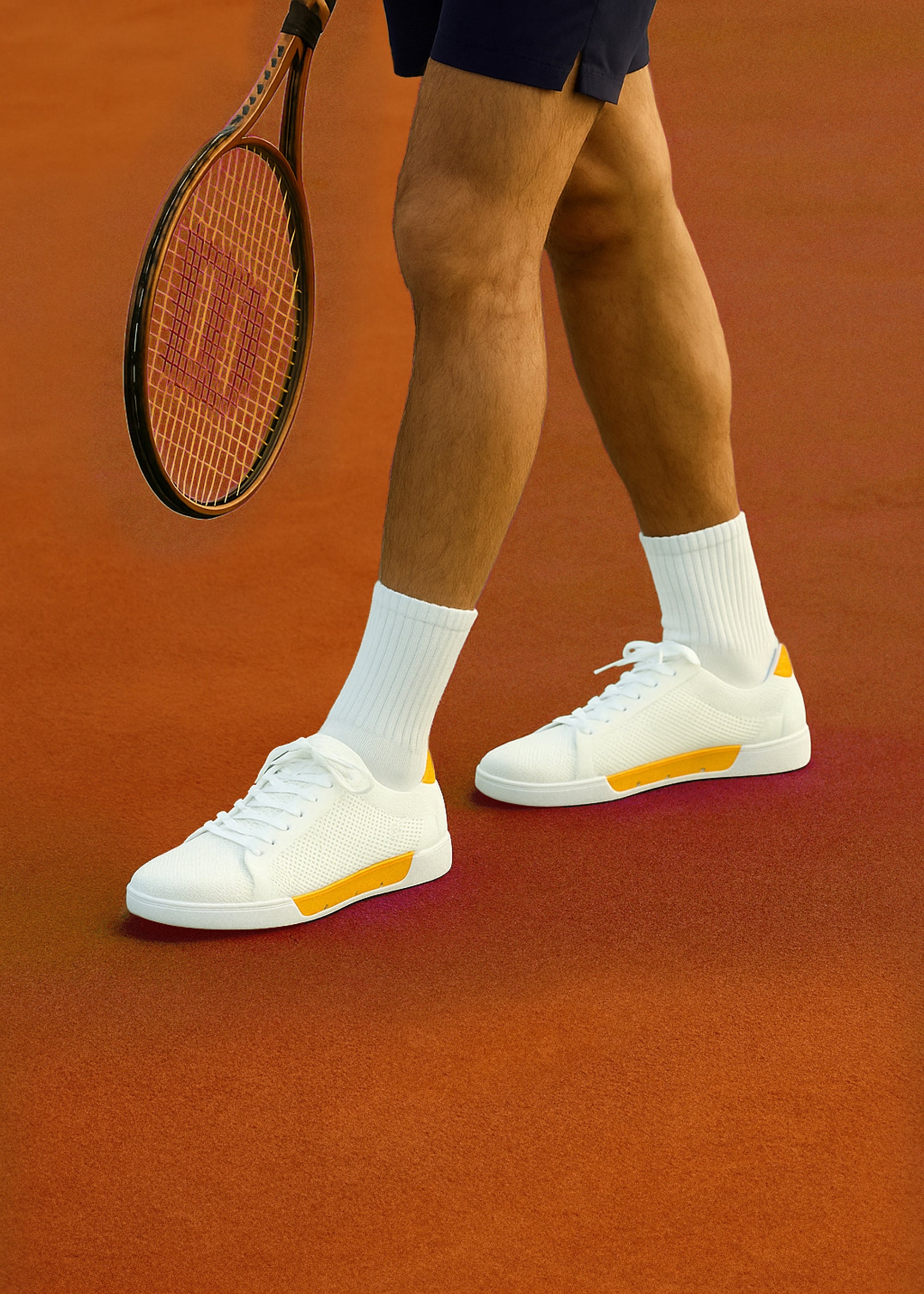 Breeze Tennis Knit - background::white,variant::White/Saffron