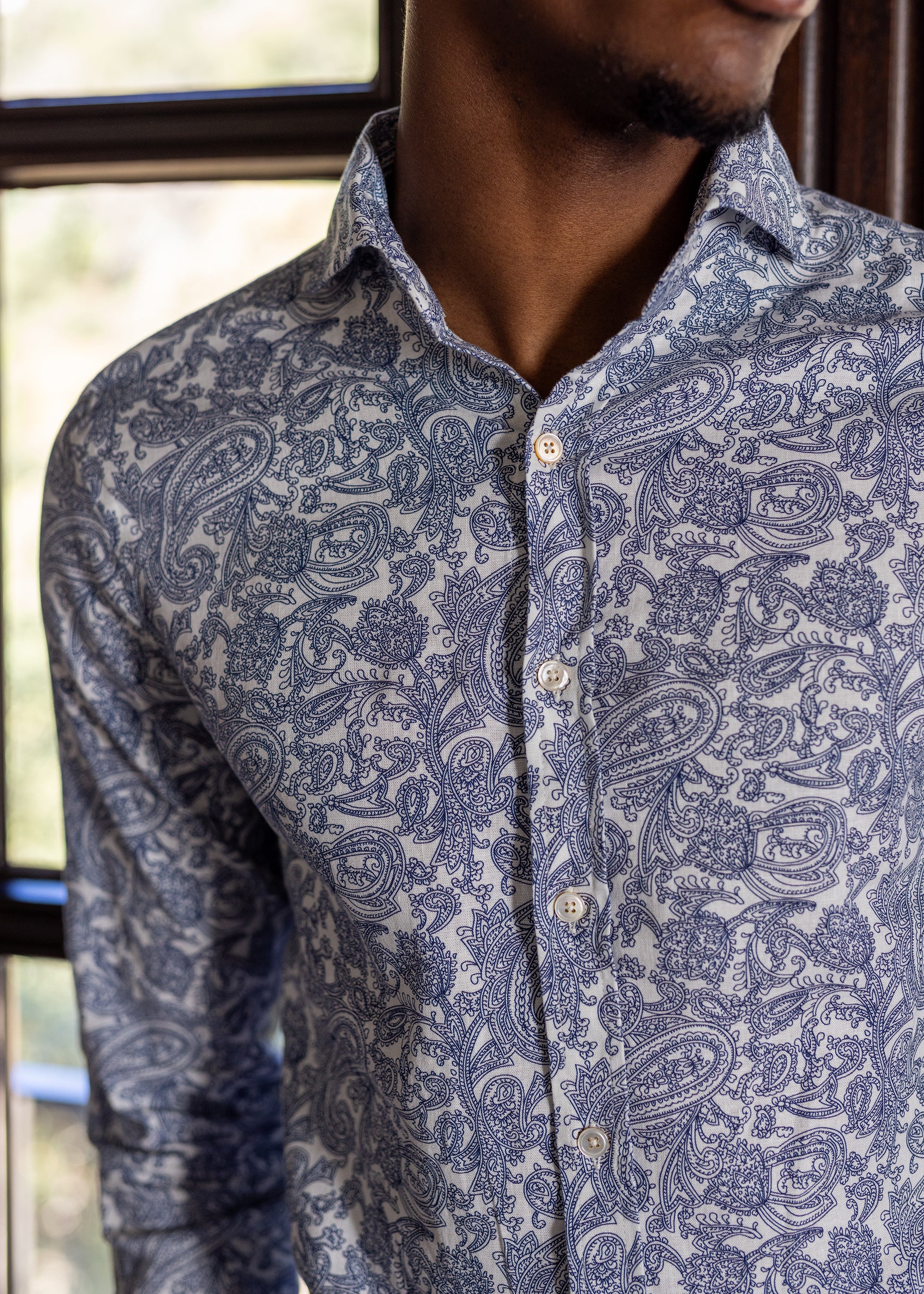 Thassos Sport Shirt - background::white,variant::Navy