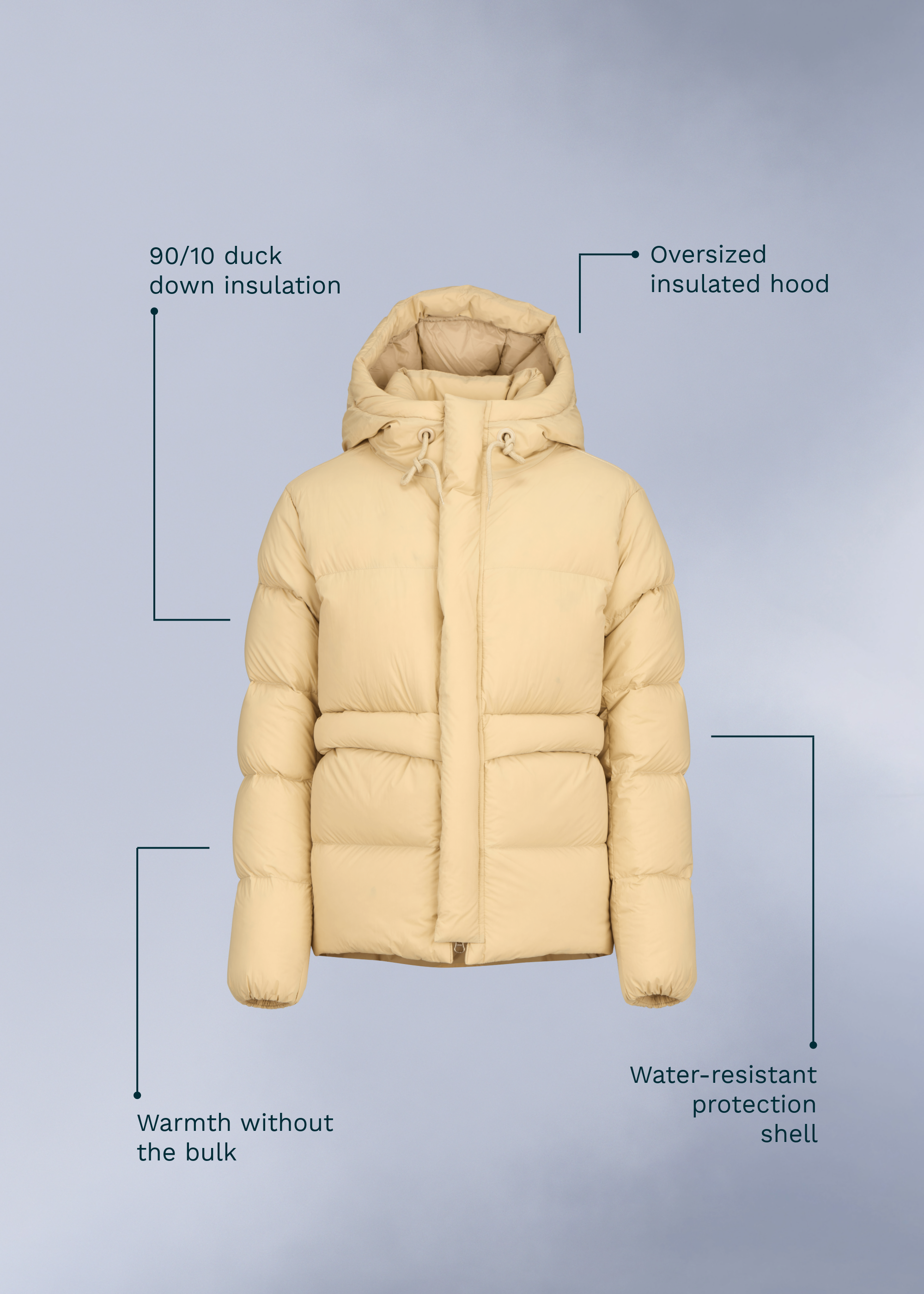 Shiga Down Jacket - background::white,variant::Sand