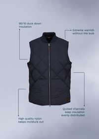 Myoko Down Vest - background::white,variant::Midnight