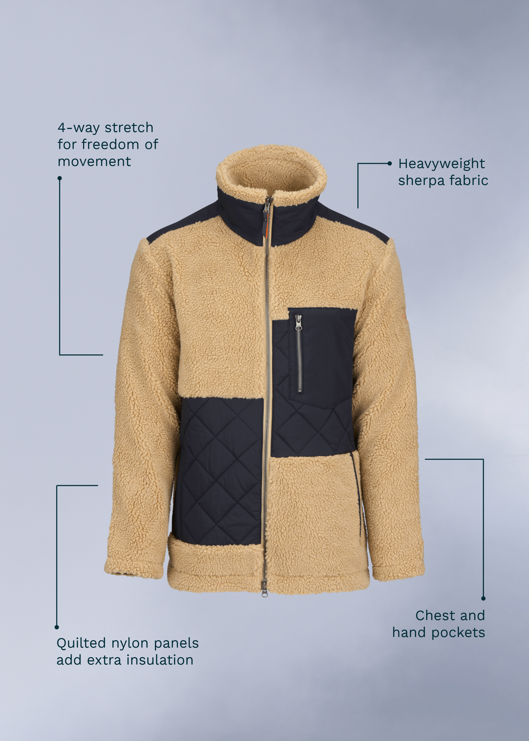 Osaka Pile Jacket - background::white,variant::Natural