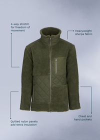 Osaka Pile Jacket - background::white,variant::Dark Olive