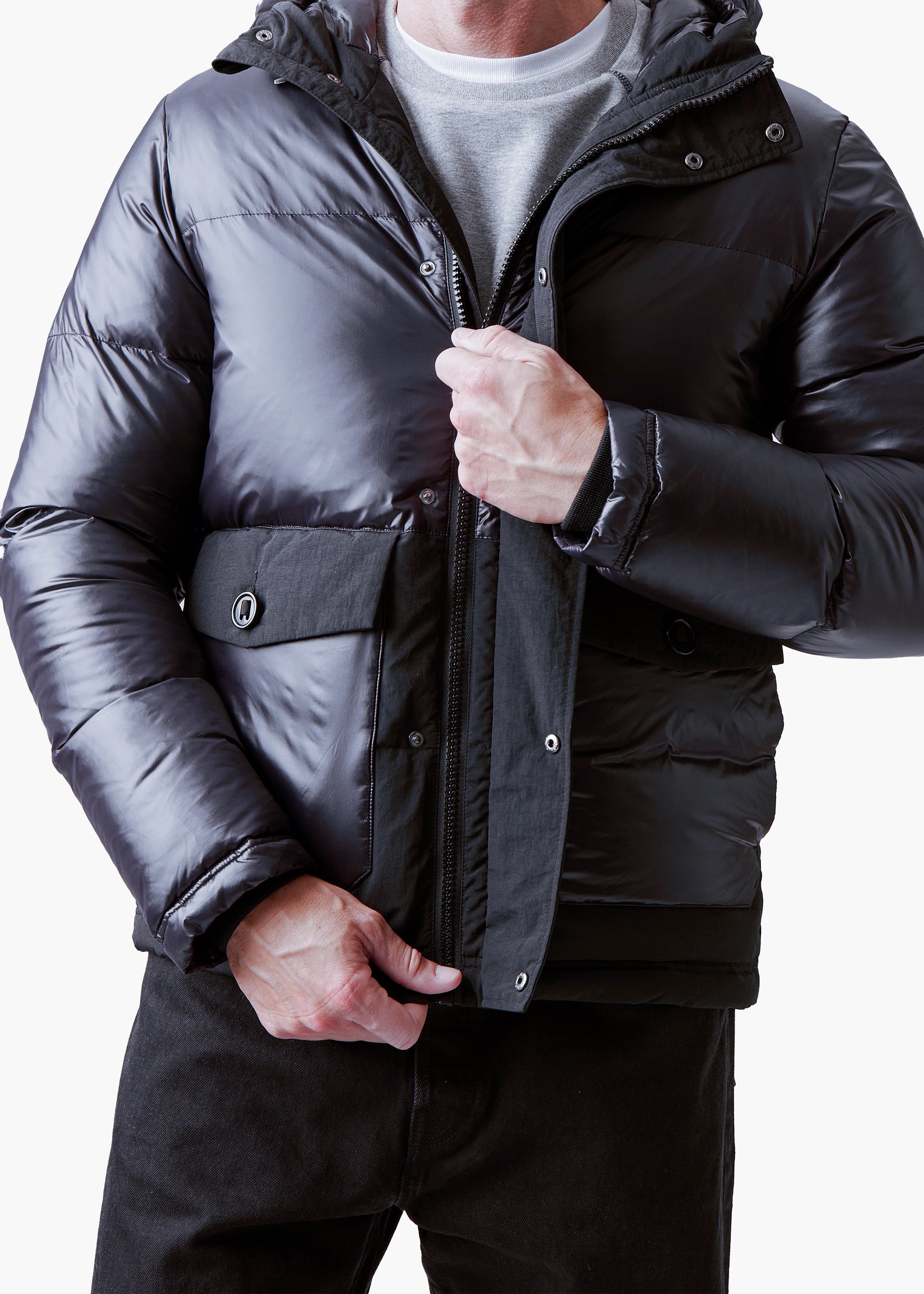 Lykke Hoodie Down Jacket - background::white,variant::Black