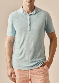 Myrtos Polo - background::white,variant::Spray Blue