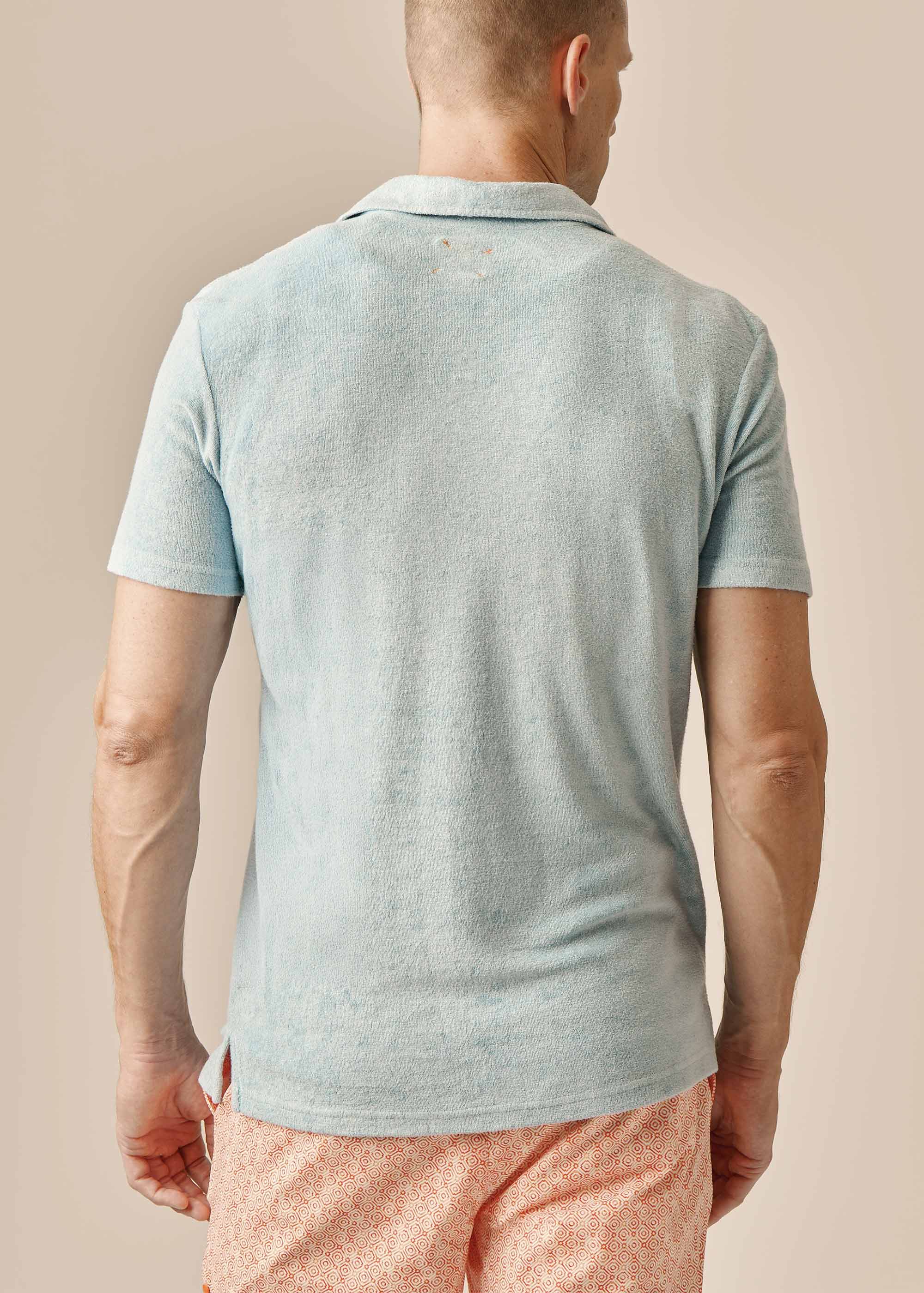 Myrtos Polo - background::white,variant::Spray Blue