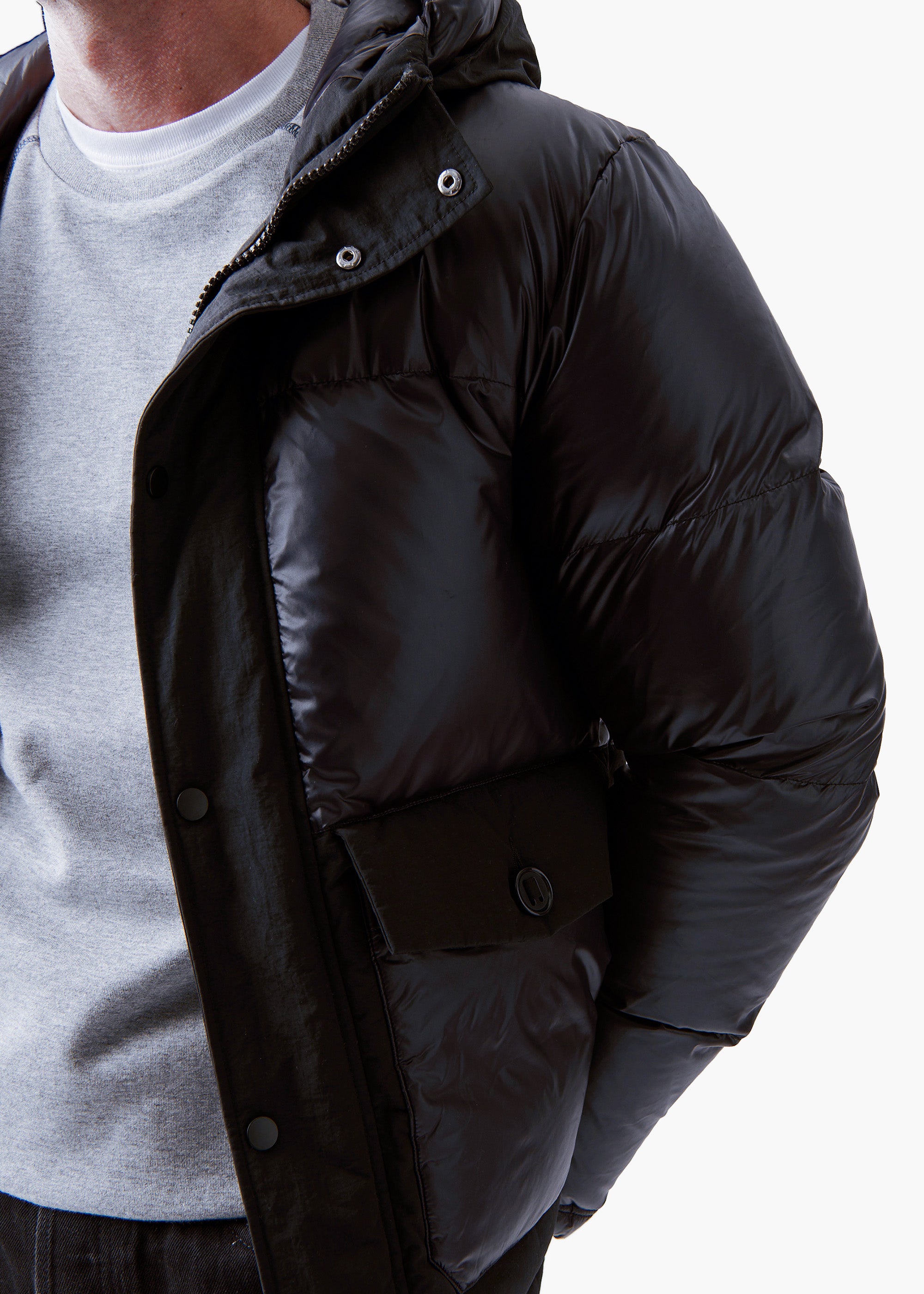 Lykke Hoodie Down Jacket - background::white,variant::Black