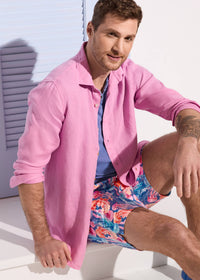 Amalfi Linen Shirt - background::white,variant::Orchid