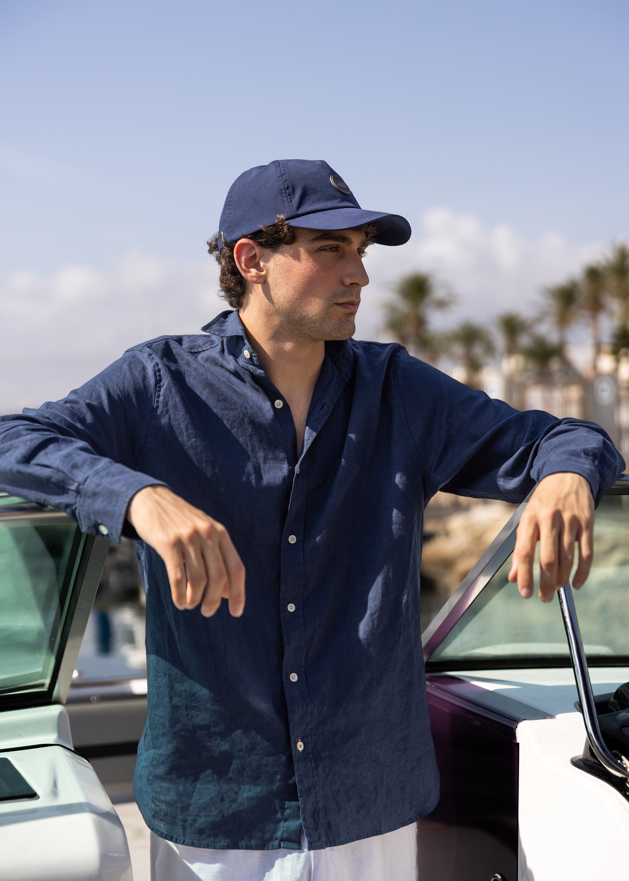 Santorini Sport Shirt - background::white,variant::Navy