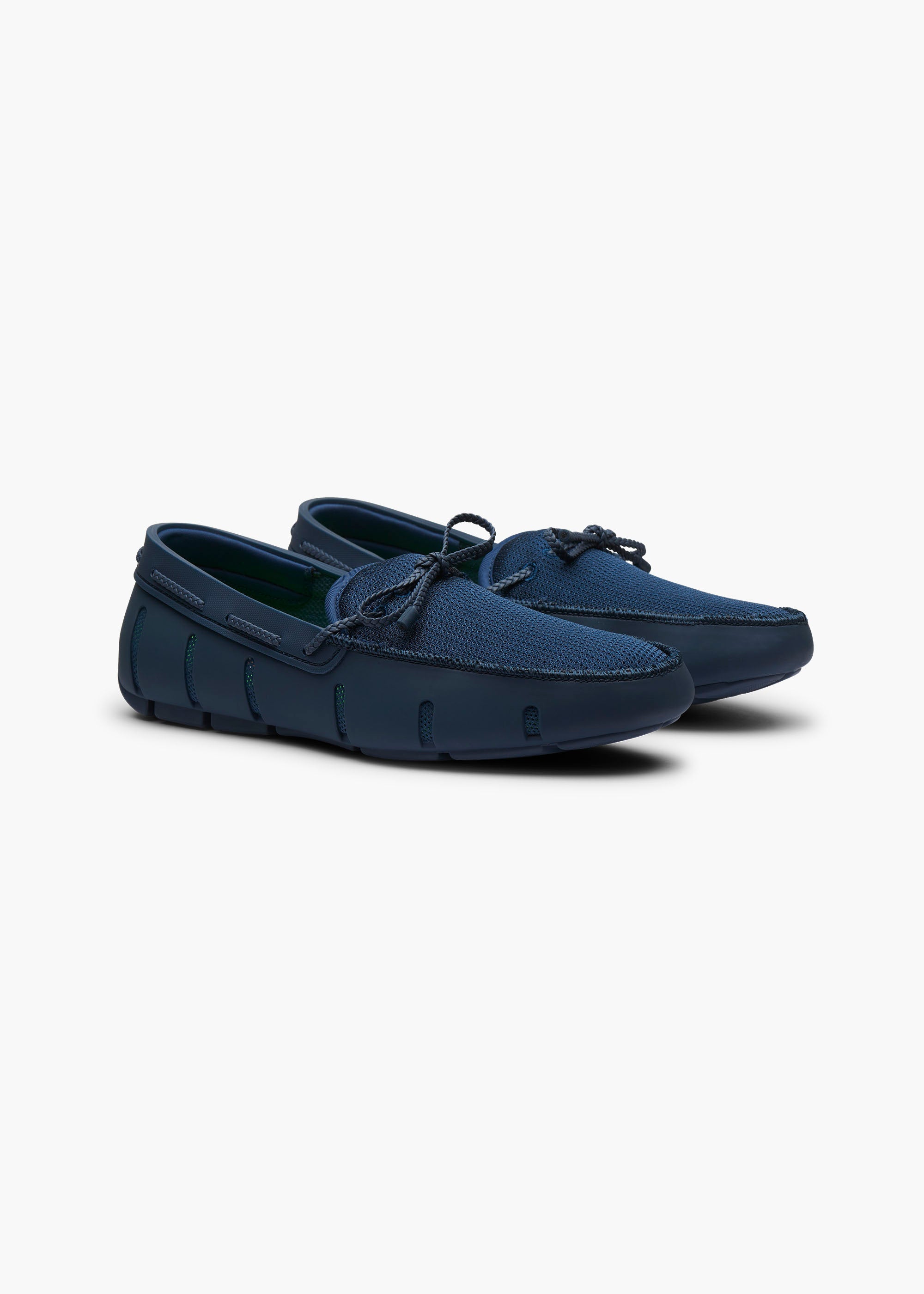 Braided Lace Loafer in Navy - background::white,variant::Navy