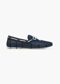 Braided Lace Loafer in Navy White - background::white,variant::Navy/White