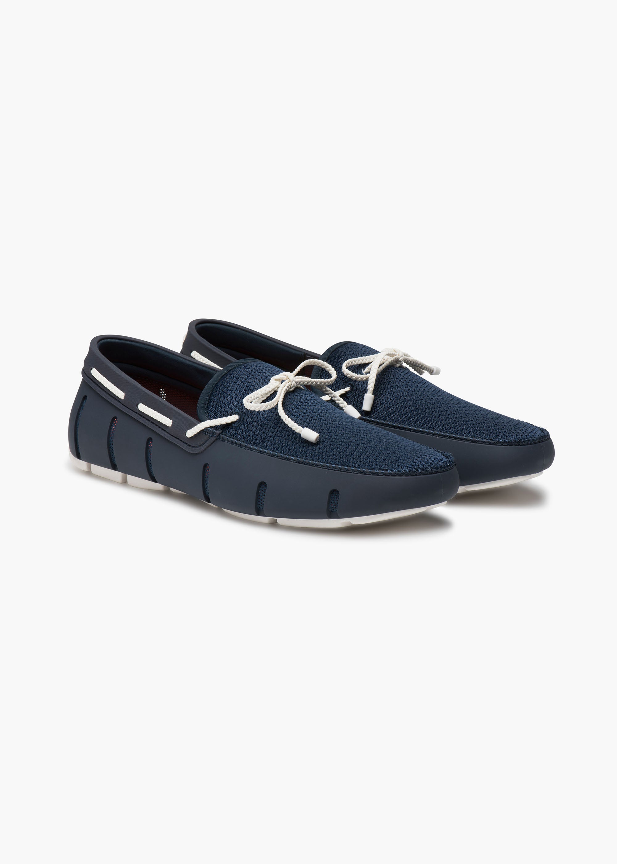 Braided Lace Loafer in Navy White - background::white,variant::Navy/White