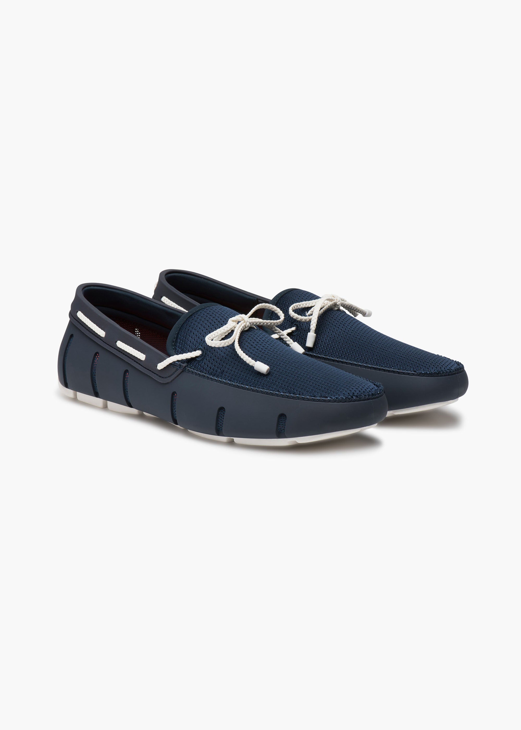 Braided Lace Loafer - background::white,variant::Navy/White